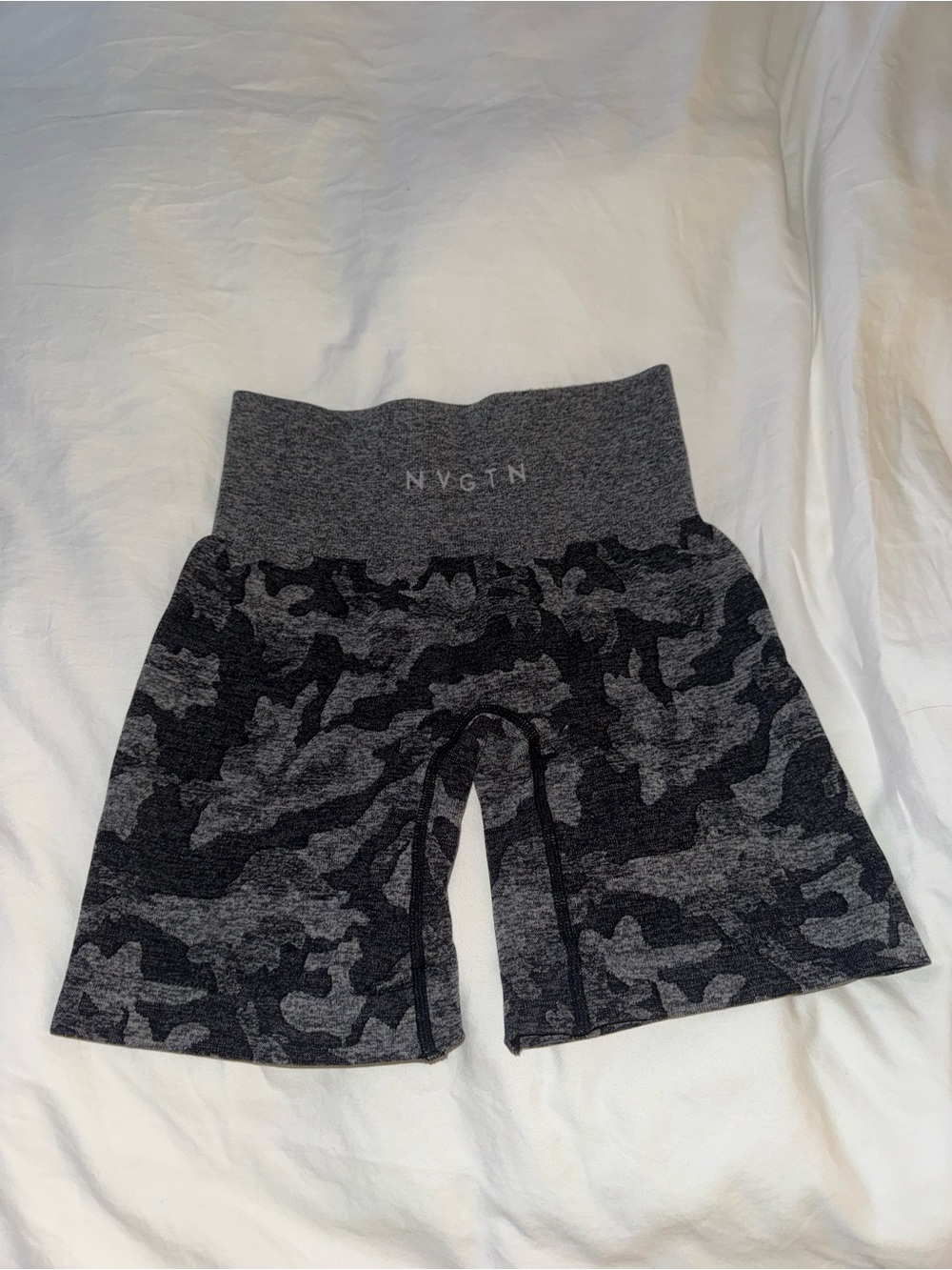 NVGTN Women's Gray Black Camo Athletic Bike Shorts